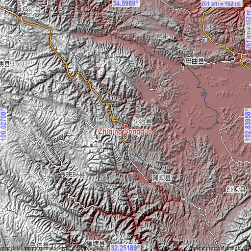 Topographic map of Zhiqing Songduo