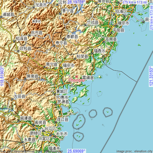 Topographic map of Chongru