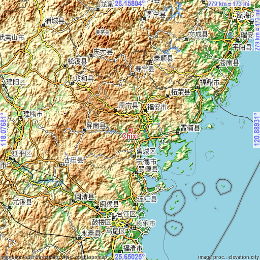 Topographic map of Chixi