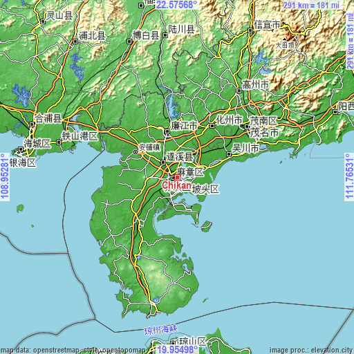 Topographic map of Chikan