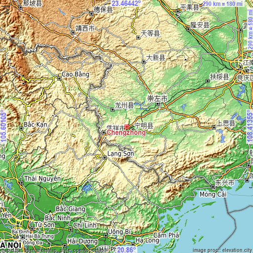 Topographic map of Chengzhong