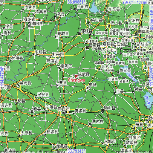 Topographic map of Chengwu