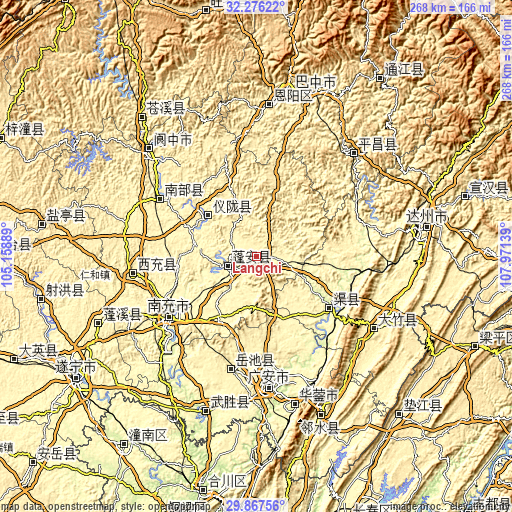 Topographic map of Langchi