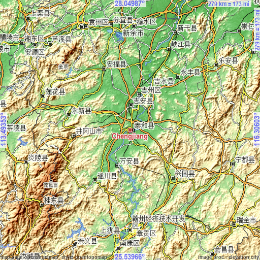 Topographic map of Chengjiang