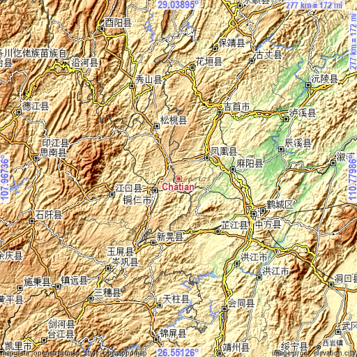 Topographic map of Chatian