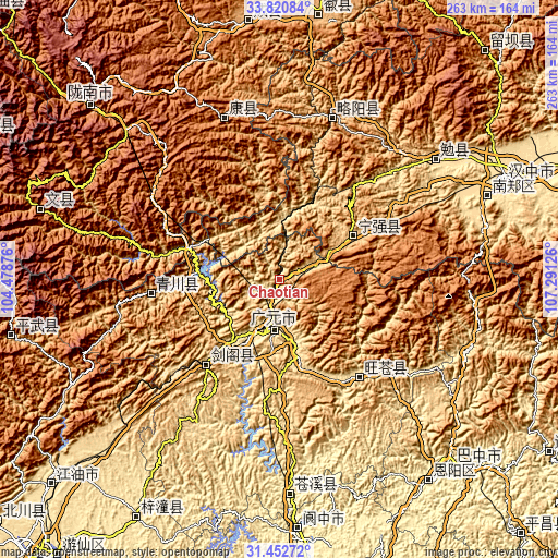 Topographic map of Chaotian