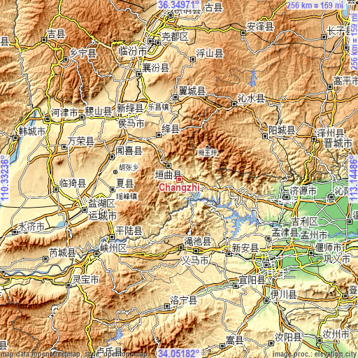 Topographic map of Changzhi