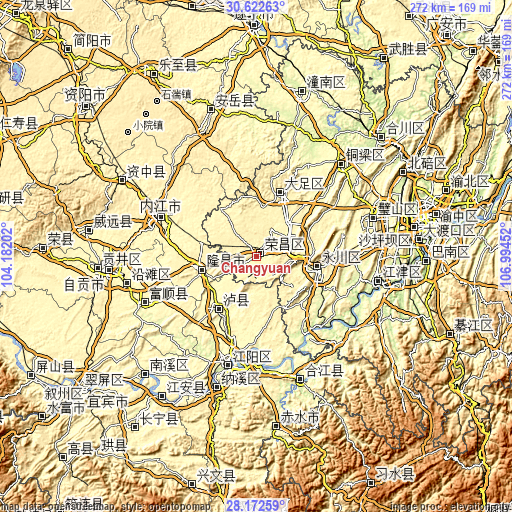 Topographic map of Changyuan