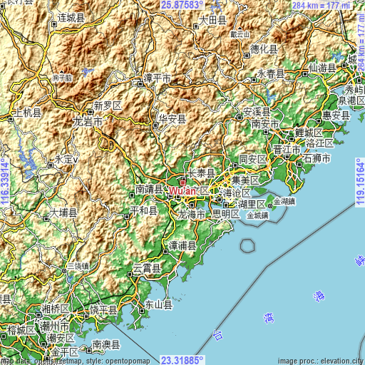 Topographic map of Wu’an