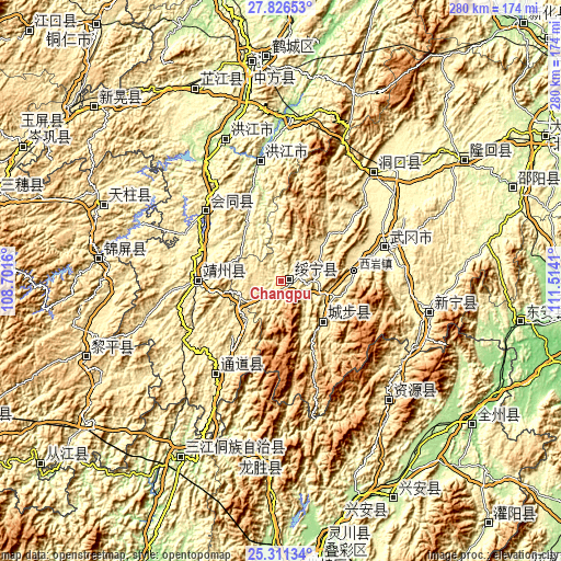 Topographic map of Changpu