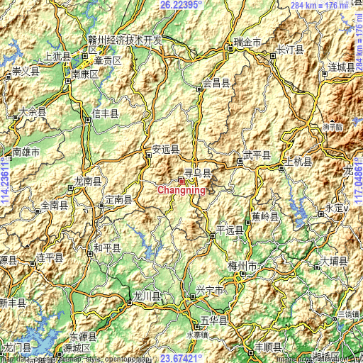 Topographic map of Changning