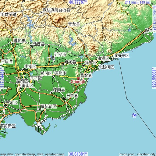 Topographic map of Changli