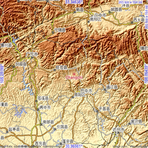 Topographic map of Changchi