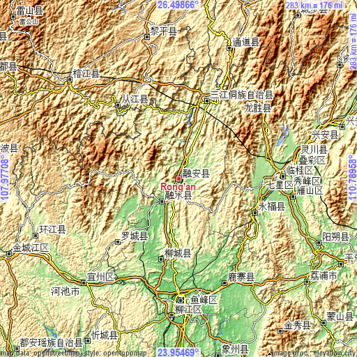 Topographic map of Rong’an