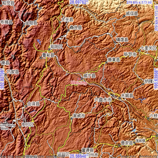 Topographic map of Weining