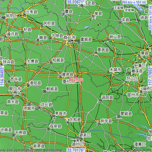 Topographic map of Bozhou