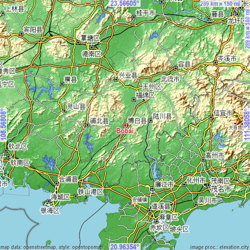 Topographic map of Bobai