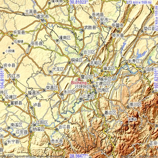 Topographic map of Bicheng