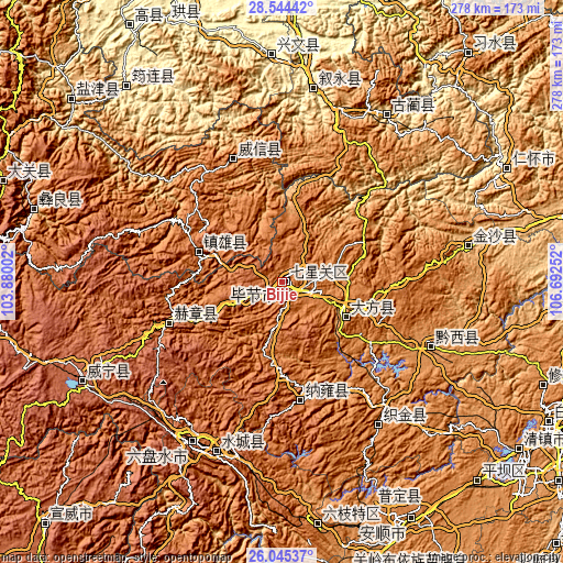 Topographic map of Bijie