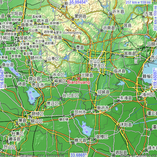 Topographic map of Bianzhuang