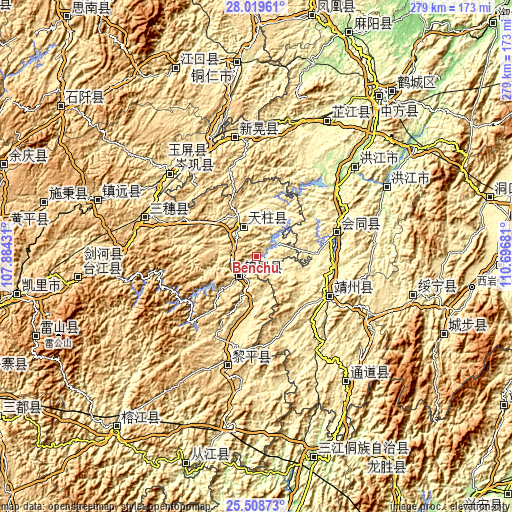 Topographic map of Benchu