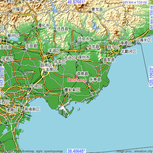 Topographic map of Bencheng