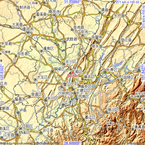 Topographic map of Beibei