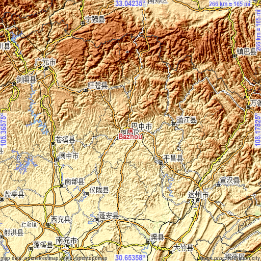 Topographic map of Bazhou