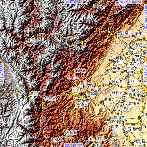 Topographic map of Muping