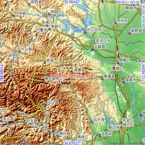 Topographic map of Baokang Chengguanzhen