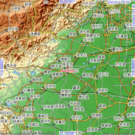 Topographic map of Baoding