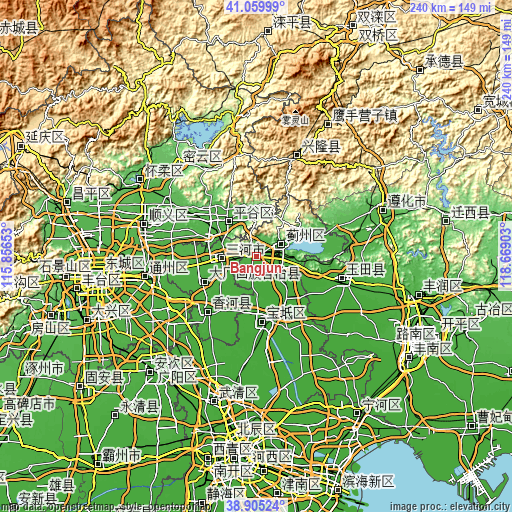 Topographic map of Bangjun