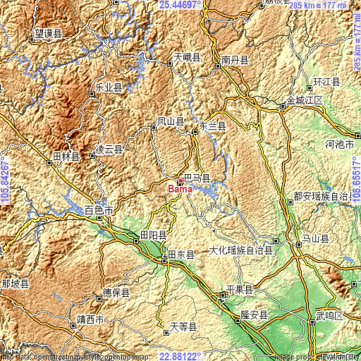 Topographic map of Bama