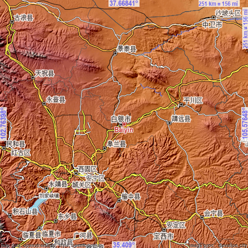 Topographic map of Baiyin
