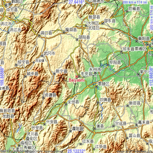 Topographic map of Baiyashi