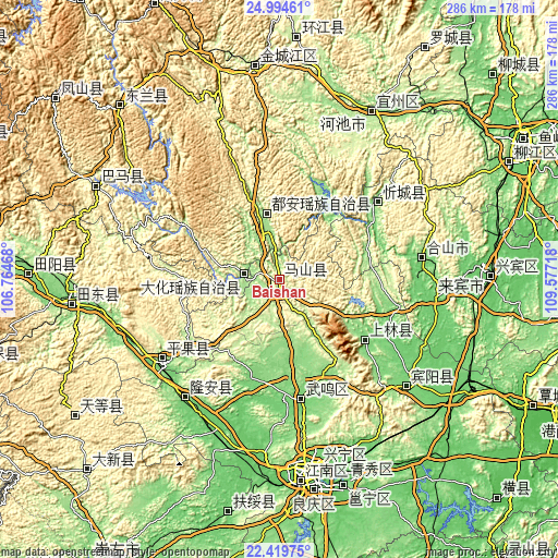 Topographic map of Baishan