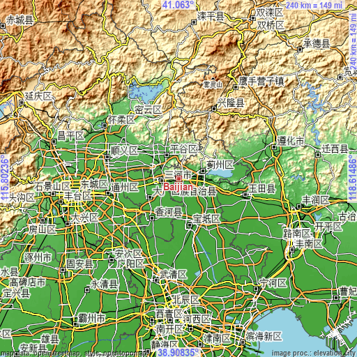 Topographic map of Baijian