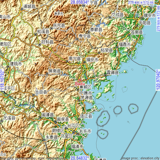 Topographic map of Badu