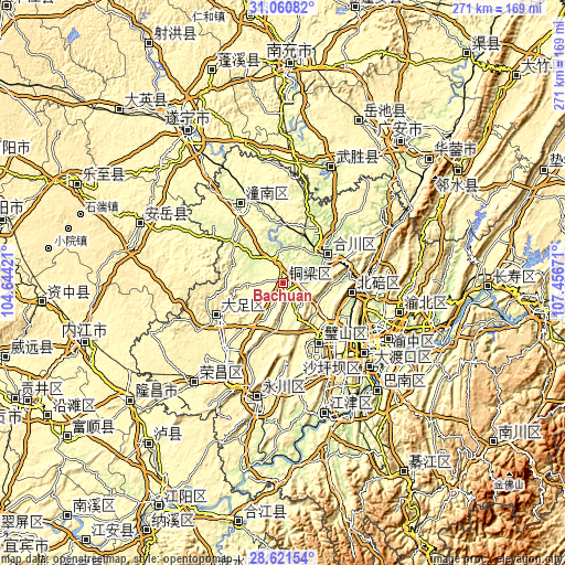 Topographic map of Bachuan