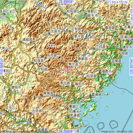 Topographic map of Aoyang