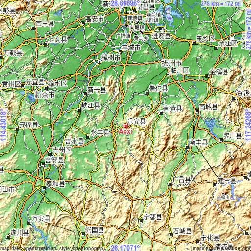 Topographic map of Aoxi