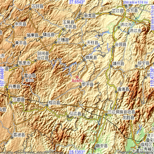 Topographic map of Aoshi