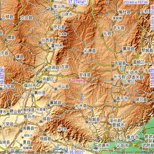 Topographic map of Fucheng