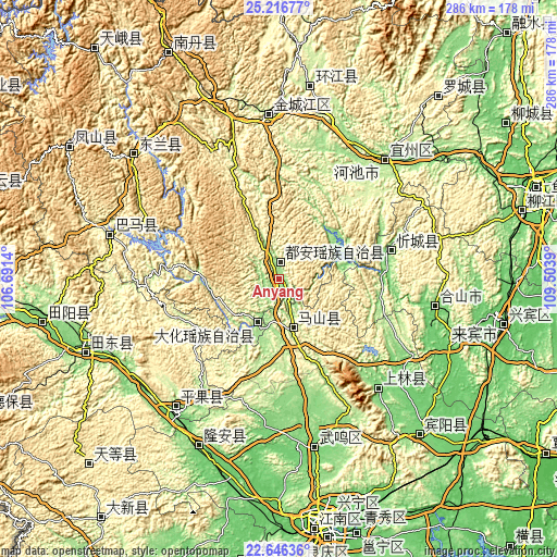 Topographic map of Anyang