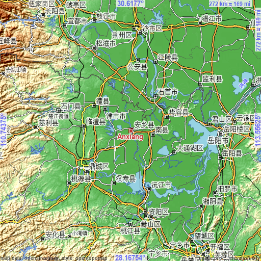 Topographic map of Anxiang