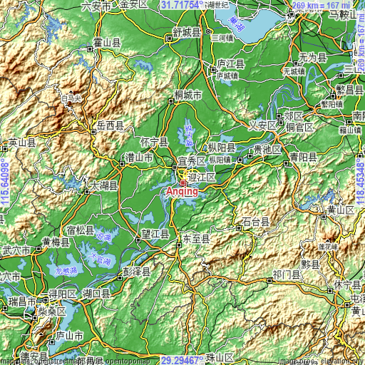 Topographic map of Anqing