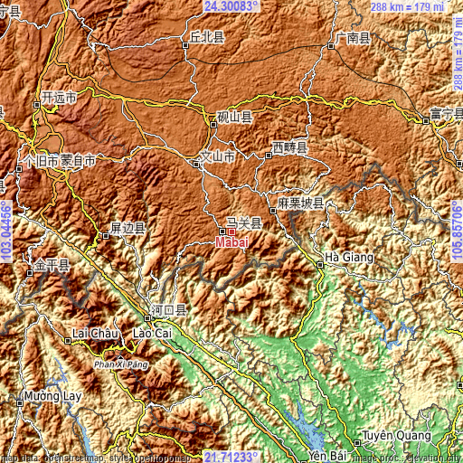 Topographic map of Mabai