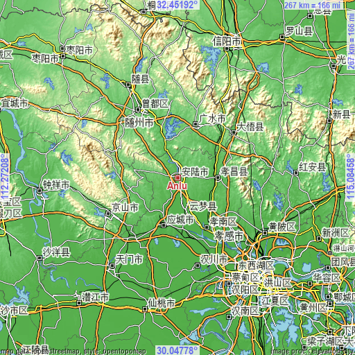 Topographic map of Anlu