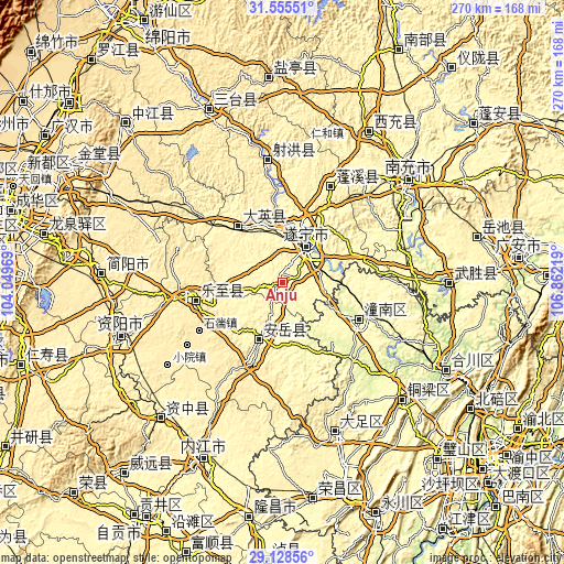 Topographic map of Anju