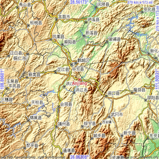 Topographic map of Anjiang